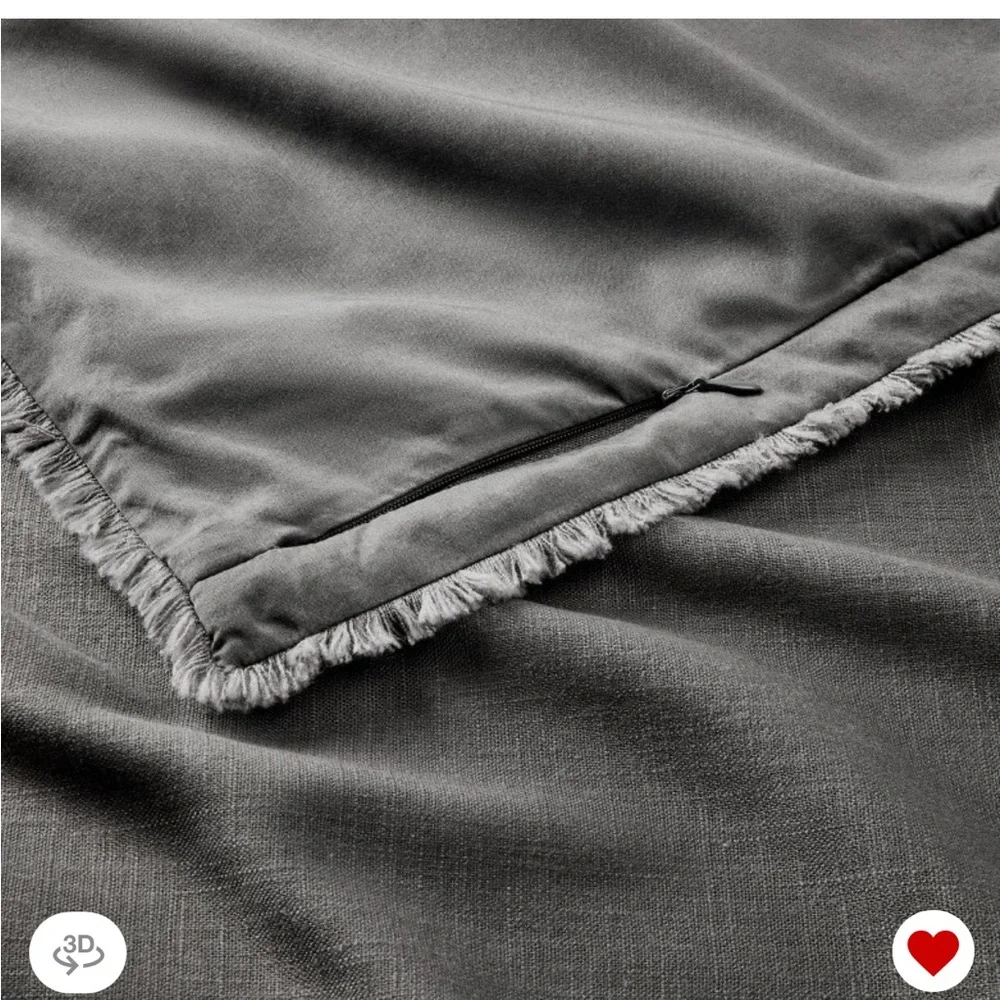Casaluna King Heavyweight Linen Blend Duvet Cover Set in Gray